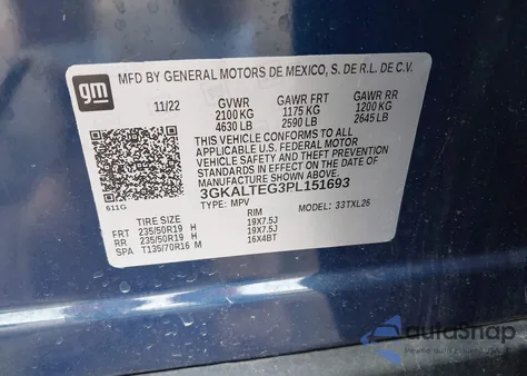 2023 GMC Terrain Awd Sle из США, поврежденный, VIN 3GKALTEG3PL151693